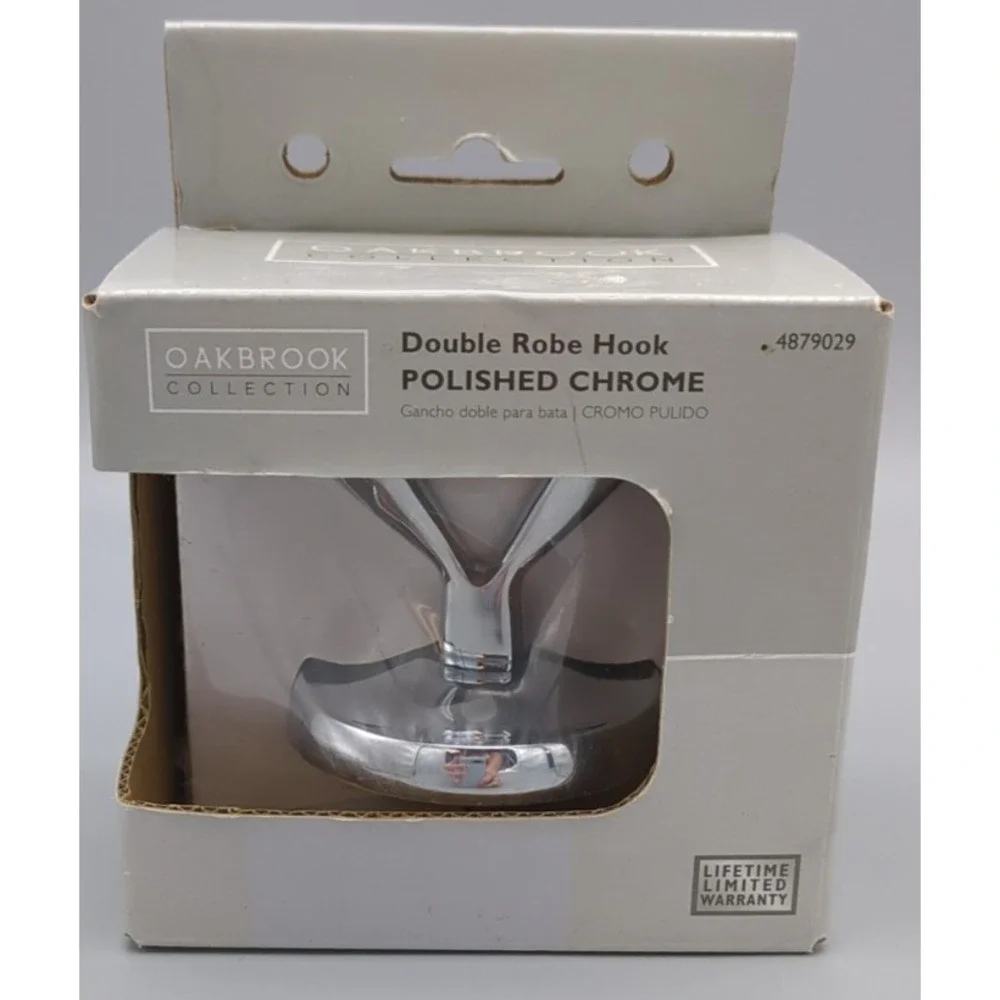 Oakbrook Collection Double Robe Hook‎ Polished Chrome Zinc 2 in Hook 30 lb